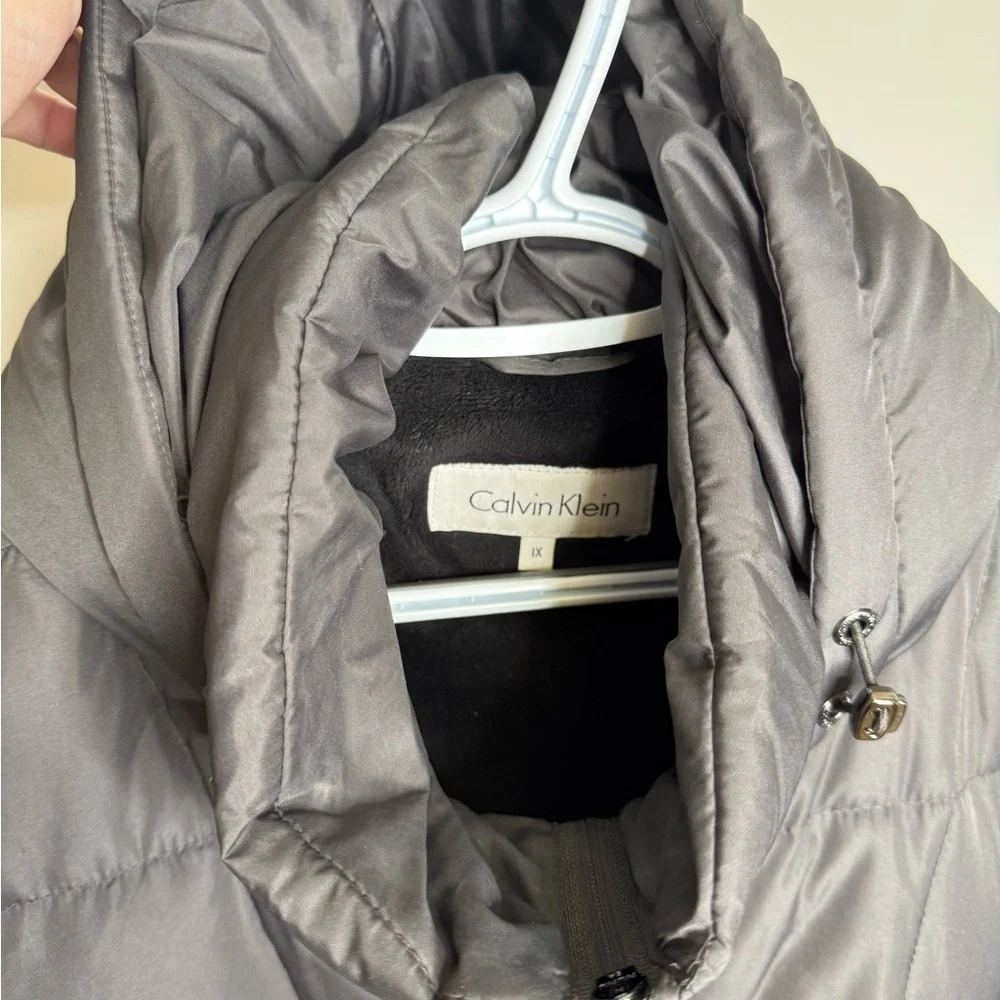 CALVIN KLEIN 1X Gray Winter Coat with attached hood